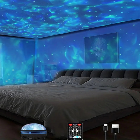 Projecteur d'étoiles, projecteur de galaxie, projecteur de vagues océaniques pour veilleuse de chambre avec motifs à 7 couleurs